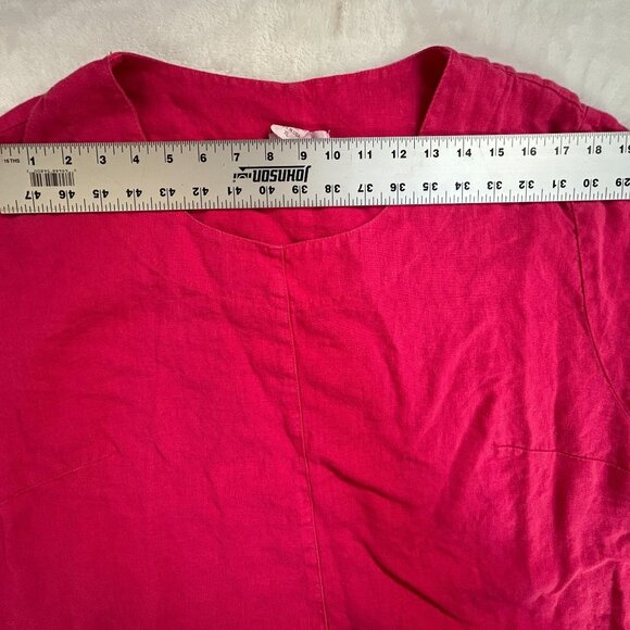Mosaic USA Womens Fuchsia Linen Tunic Top with Pockets 3/4 Sleeve Loose Fit XL - Picture 4 of 8